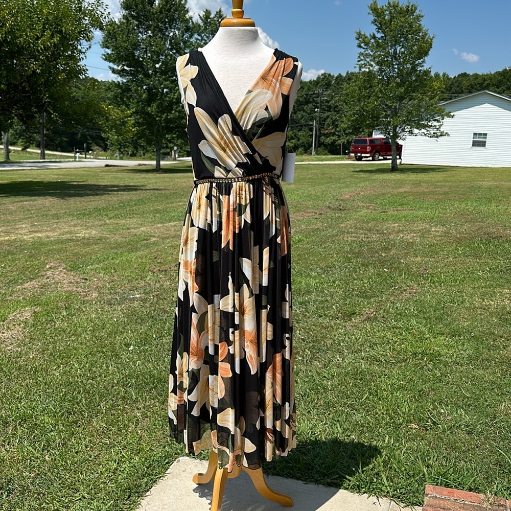 Black dress with floral print